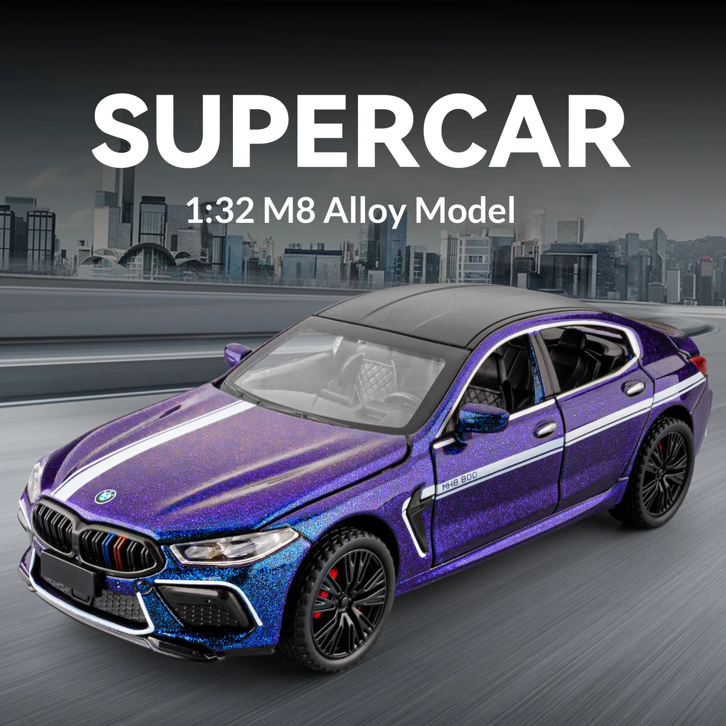 1/32 BMW M8 Diecast Model in Metallic Purple 1 1/32 BMW M8 Diecast Model in Metallic Purple
