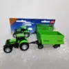Vibrant Green Diecast Tractor with Trailer