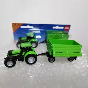 Vibrant Green Diecast Tractor with Trailer