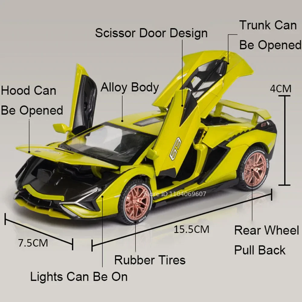Vibrant Lime Green 1:32 Supercar Model 4 Vibrant Lime Green 1:32 Supercar Model - Image 4