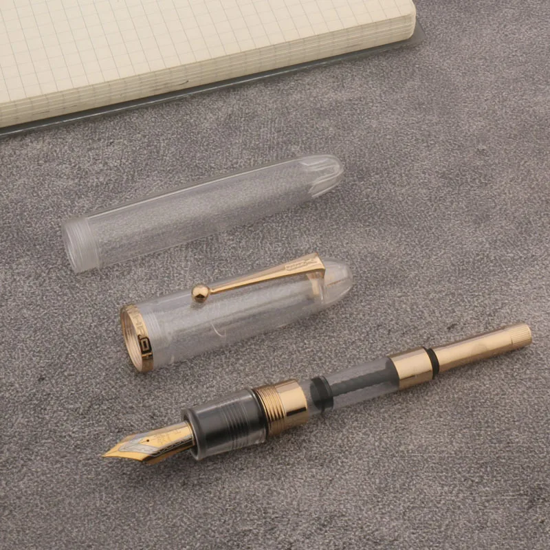 Transparent White Acrylic Fountain Pen with Gold Accents 6 Transparent White Acrylic Fountain Pen with Gold Accents - Image 6