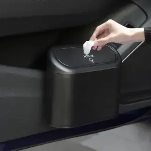 Black Car Trash Can with Detachable Hook