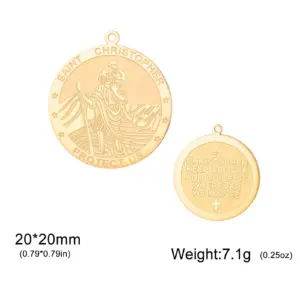 Stainless Steel Saint Christopher Pendant 20x20mm 12 S299ea62ca7b0411482bd8a45b0863b96M