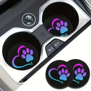 Illuminated Car Coaster Set with Paw Print