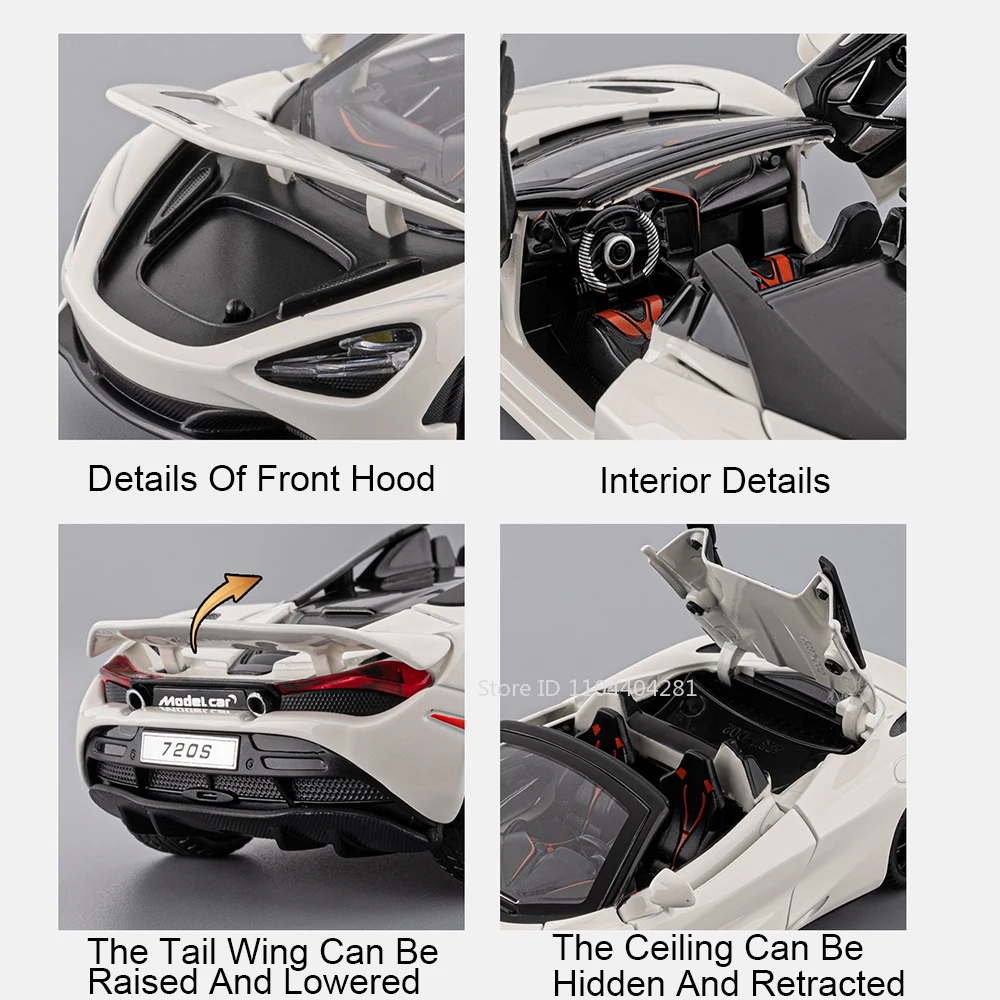 Vibrant Orange 1:32 Diecast Alloy Car Model 4 Vibrant Orange 1:32 Diecast Alloy Car Model - Image 4