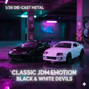 1:36 Scale Diecast Toyota Supra Model in Black and White