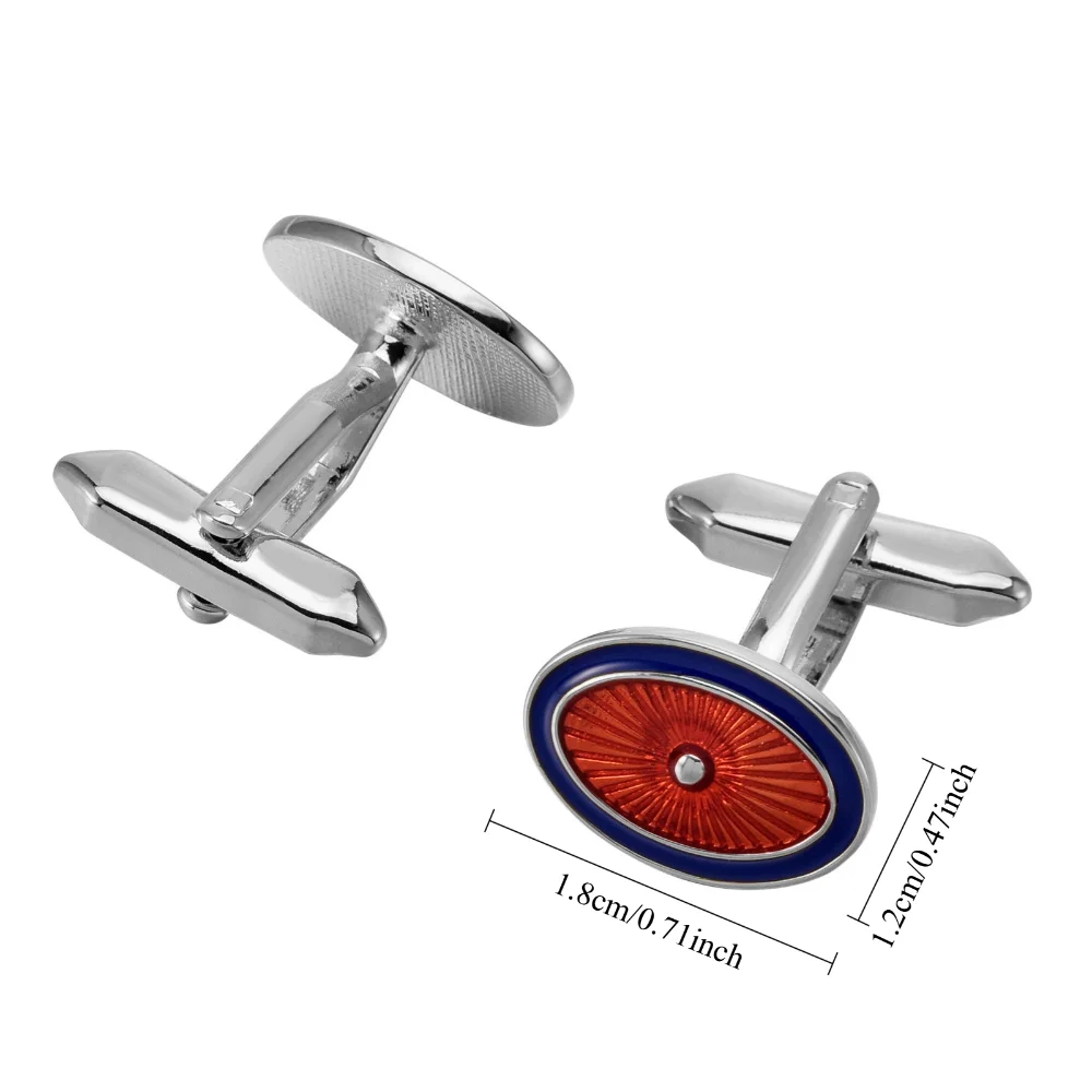 Elegant Elliptical Enamel Cufflinks for Men 2 Elegant Elliptical Enamel Cufflinks for Men - Image 2