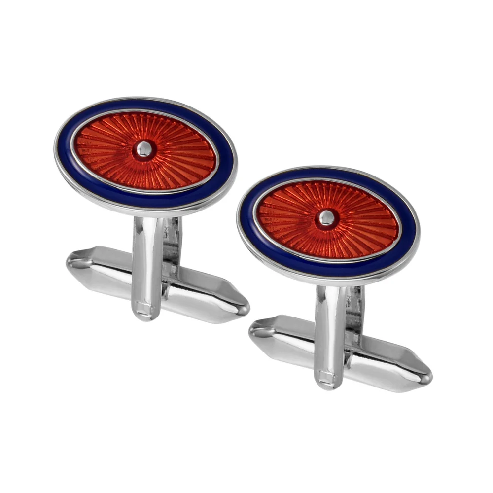Elegant Elliptical Enamel Cufflinks for Men 4 Elegant Elliptical Enamel Cufflinks for Men - Image 4