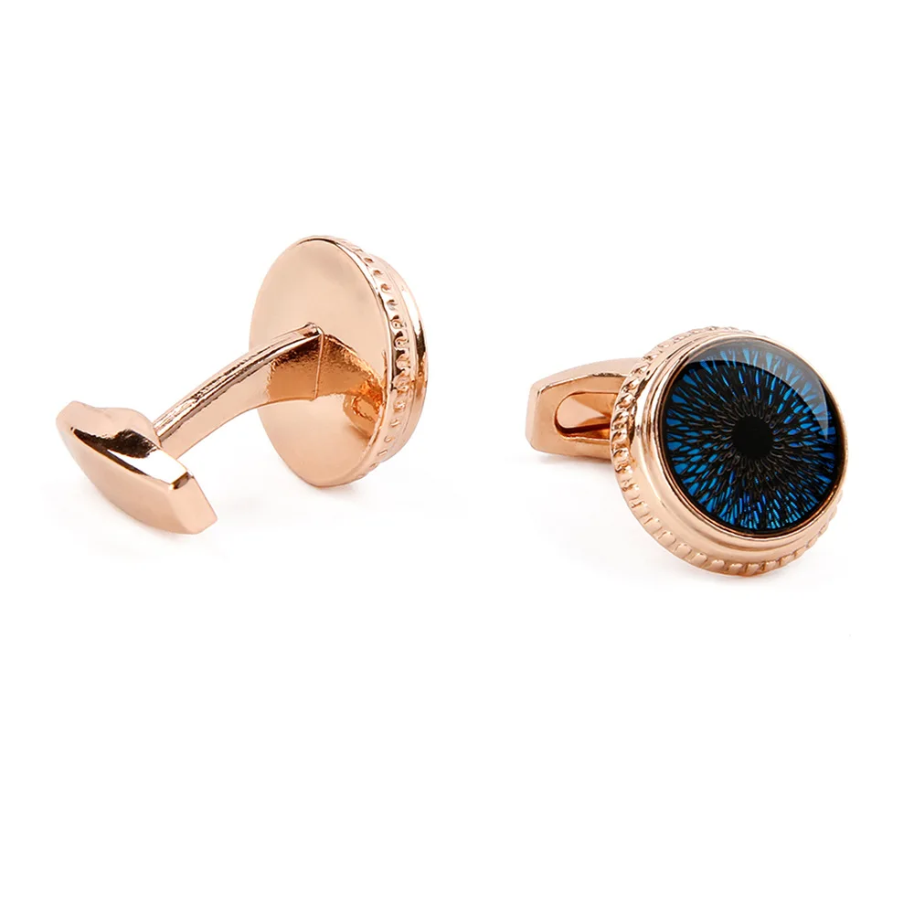 Rose Gold Border Blue Eye Unisex Cufflinks 6 Rose Gold Border Blue Eye Unisex Cufflinks - Image 6