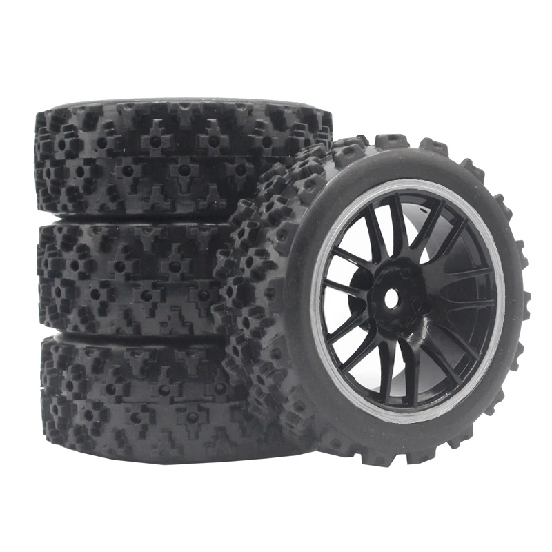 Off-Road RC Tire and White Wheel Set for 1/10 Scale 2 Off-Road RC Tire and White Wheel Set for 1/10 Scale - Image 2