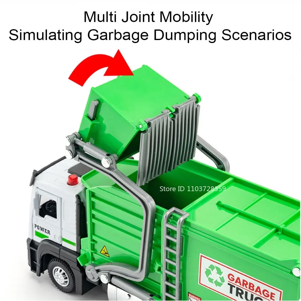 Realistic 1:32 Scale Toy Garbage Truck with Sound 5 Realistic 1:32 Scale Toy Garbage Truck with Sound - Image 5