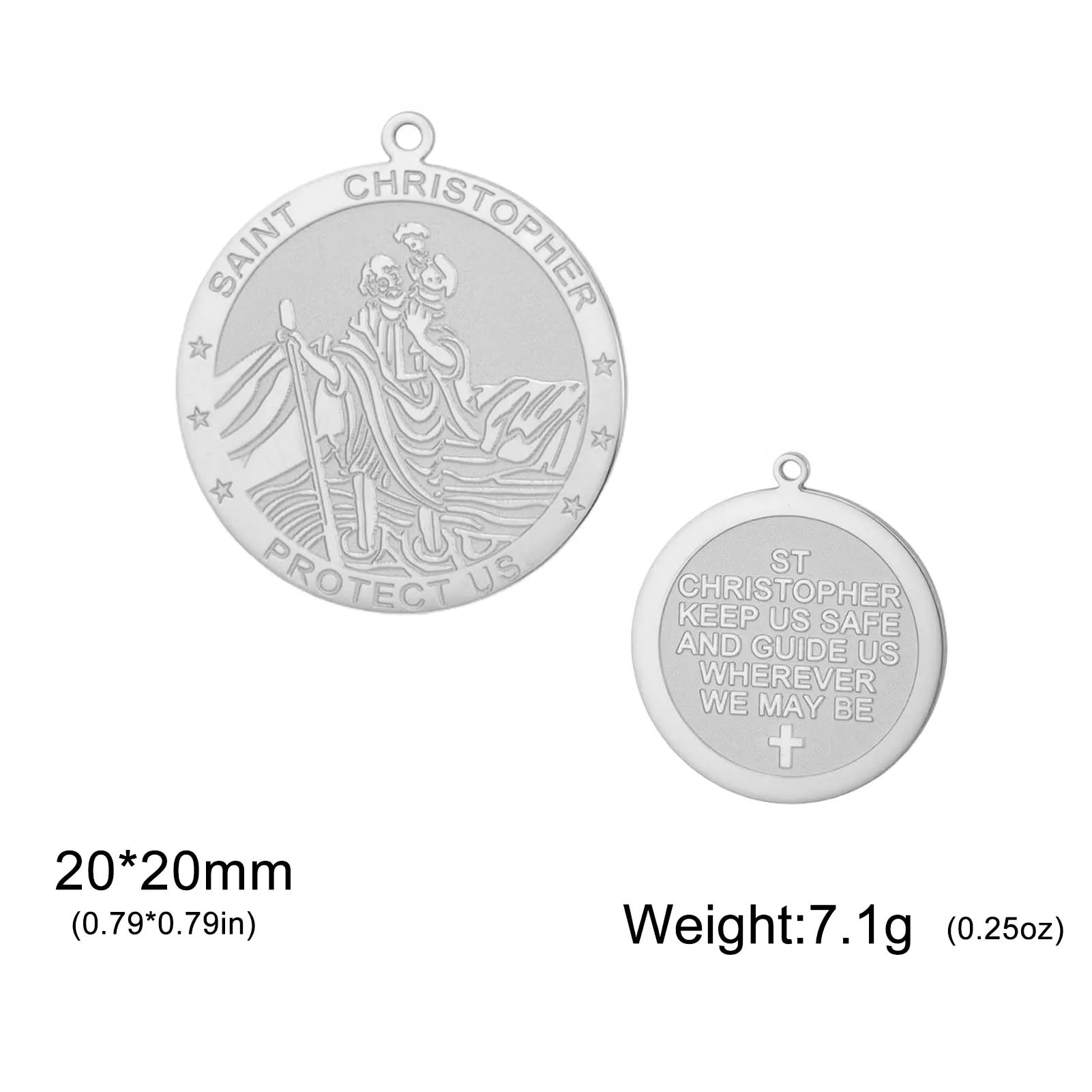 Stainless Steel Saint Christopher Pendant 20x20mm 7 Stainless Steel Saint Christopher Pendant 20x20mm - Image 7