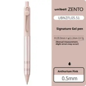 Uni Zento Flow Model Gel Pen in Pastel Pink and Silver