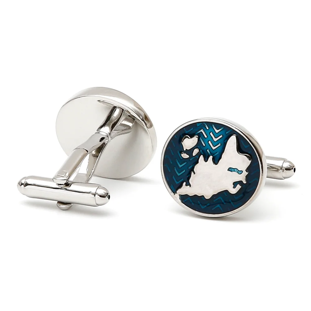 Map-Themed Silver Cufflinks for Men 6 Map-Themed Silver Cufflinks for Men - Image 6