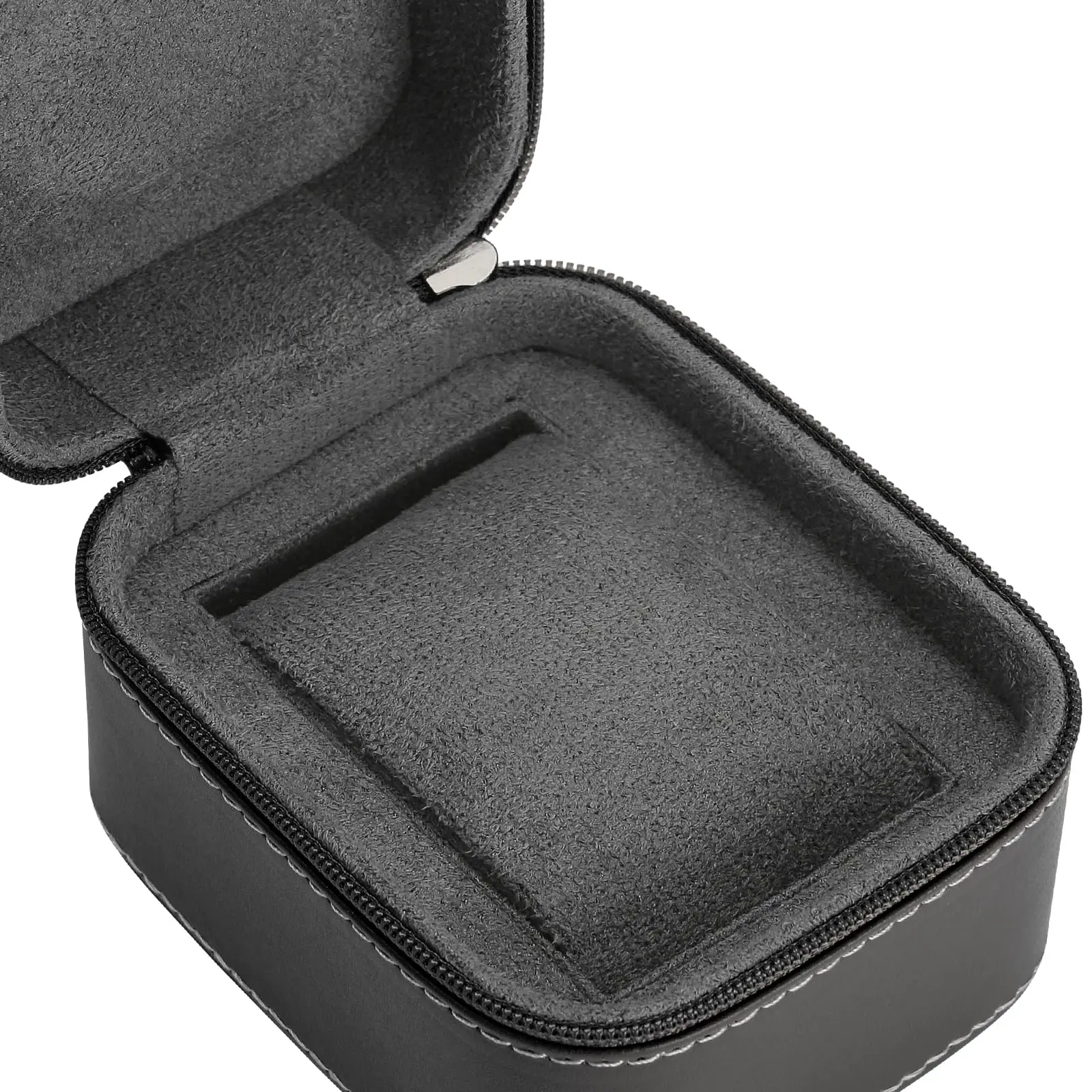 Black Leather Watch Travel Case for Watches 6 Black Leather Watch Travel Case for Watches - Image 6
