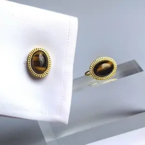 Vintage Tiger's Eye Cufflinks for Men 11 S53efbfa65e224593bda3e901cf1fb20aw