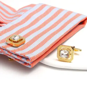 Elegant Square Men's Cufflinks with Faceted Gem 12 S5470260696064d38a6a865aba495bfb8f