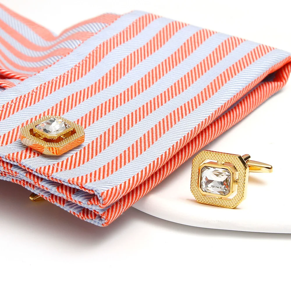 Elegant Square Men's Cufflinks with Faceted Gem 5 Elegant Square Men's Cufflinks with Faceted Gem - Image 5