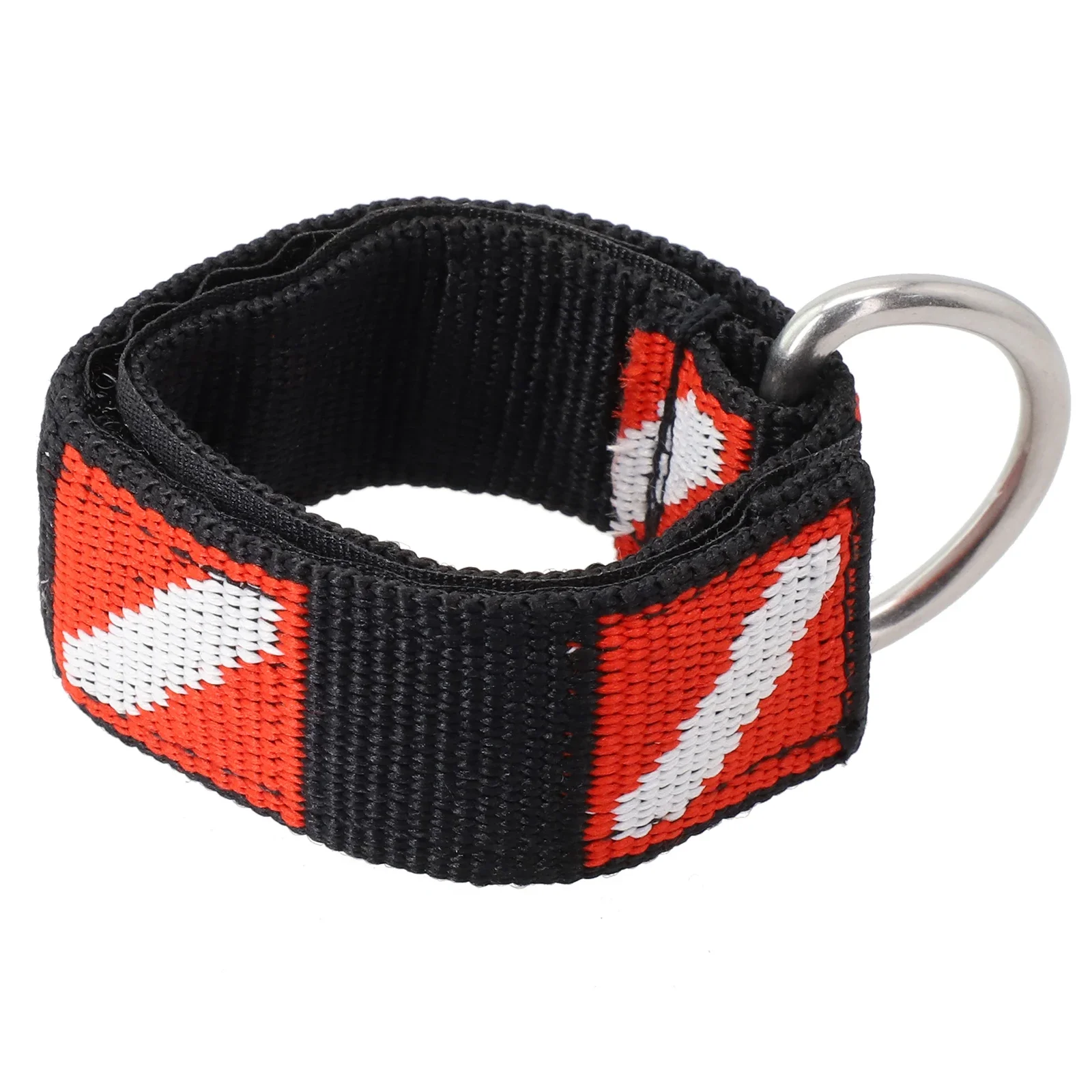 Black Nylon Dive Wrist Strap with Red White Stripe 6 Black Nylon Dive Wrist Strap with Red White Stripe - Image 6