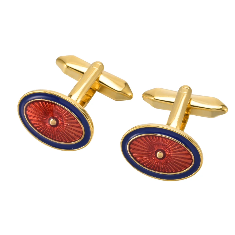 Elegant Elliptical Enamel Cufflinks for Men 5 Elegant Elliptical Enamel Cufflinks for Men - Image 5