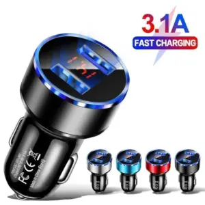 Dual USB Car Charger with LED Display