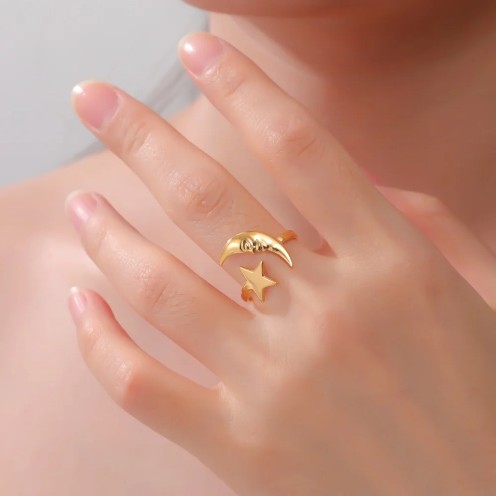 Celestial Stainless Steel Gold Ring for Women 3 Celestial Stainless Steel Gold Ring for Women - Image 3