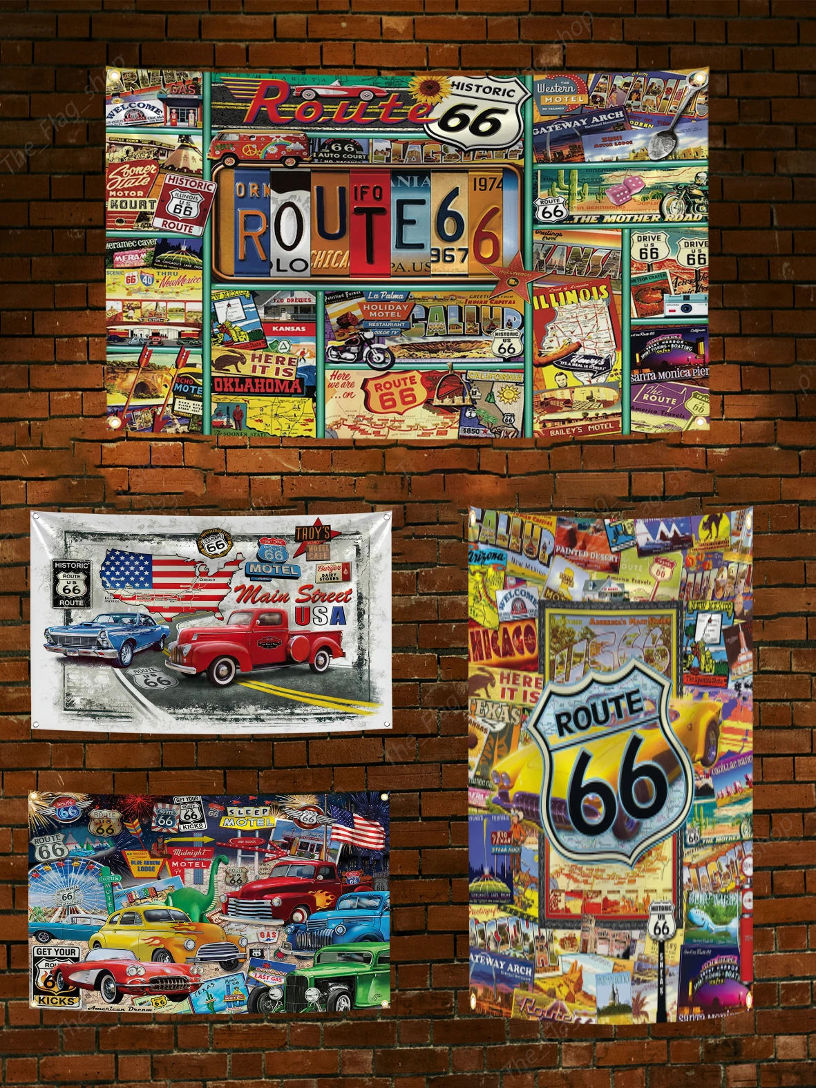 US Route 66 Vintage Collage Banner 90x150cm 2 US Route 66 Vintage Collage Banner 90x150cm - Image 2