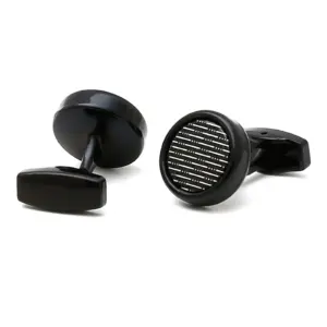 Black Circular Striped Matte Cufflinks for Men & Women 13 S5dd3c9cefd824e8c93515901aa0f82f6J