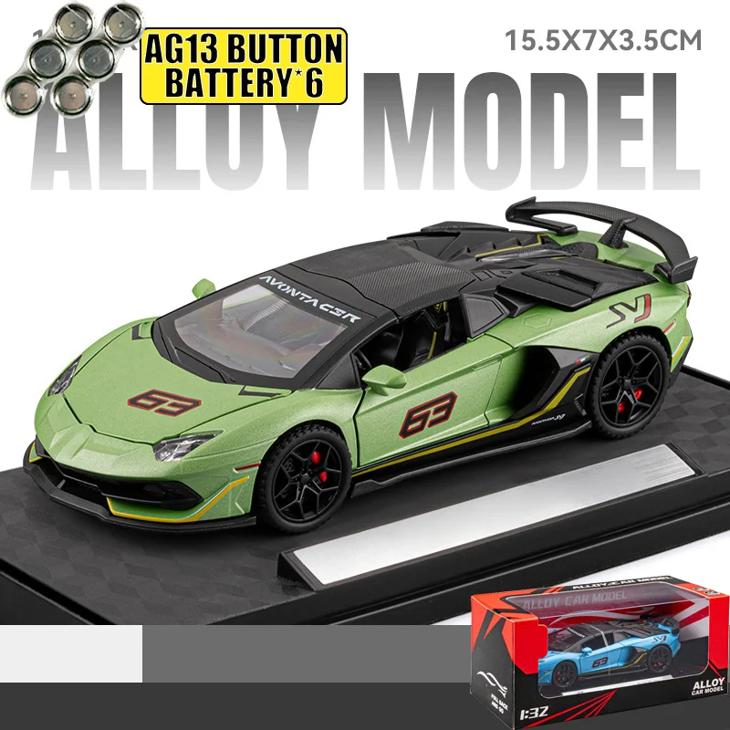 Green Lamborghini Aventador SVJ63 Diecast Model 7 Green Lamborghini Aventador SVJ63 Diecast Model - Image 7