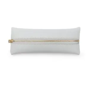 Elegant Light Gray PU Pencil Case for 16 Pens