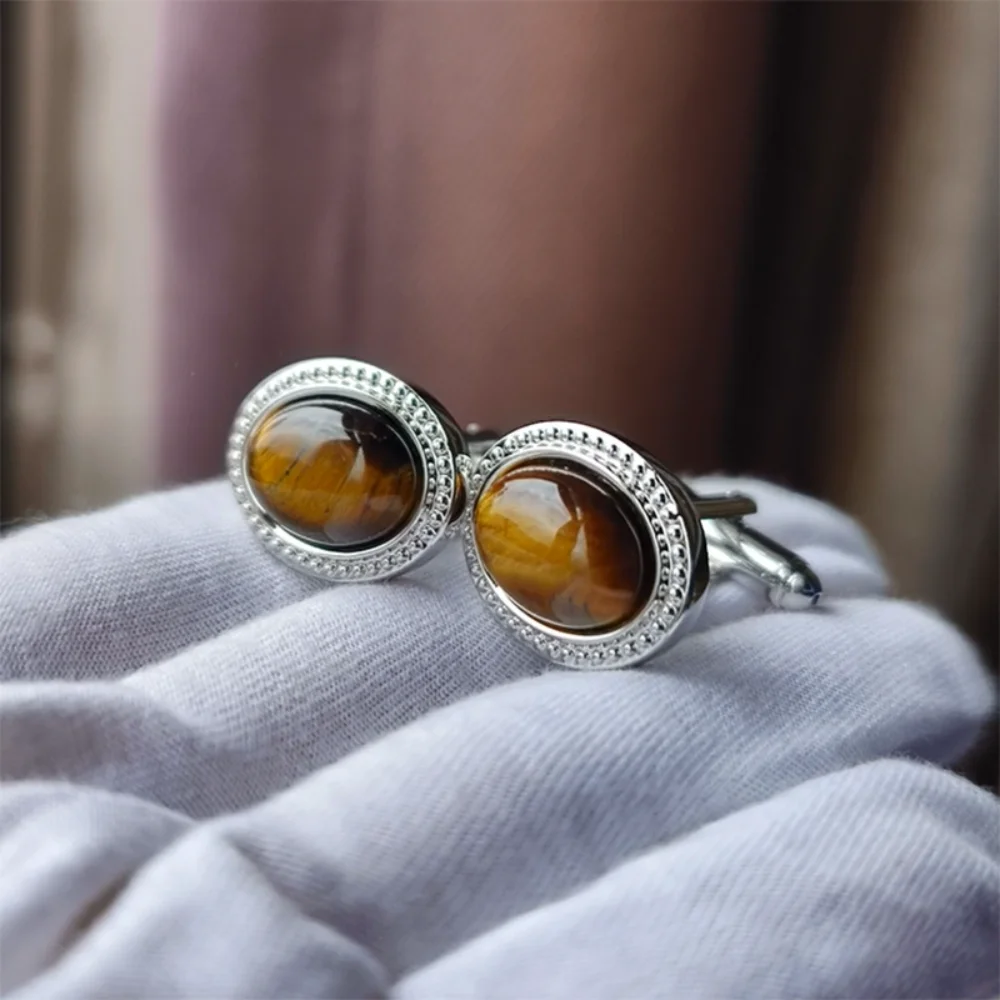 Vintage Tiger's Eye Cufflinks for Men 3 Vintage Tiger's Eye Cufflinks for Men - Image 3