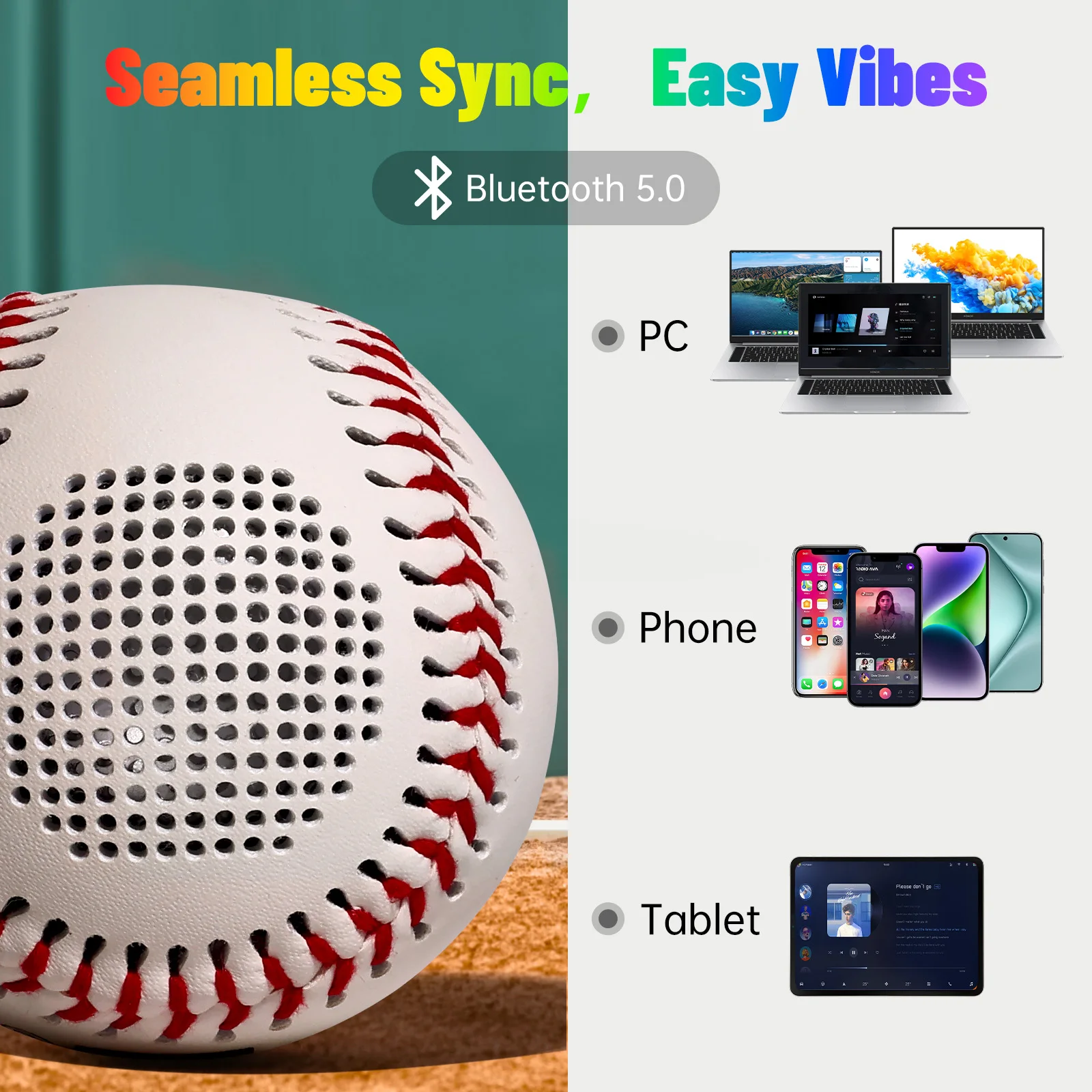 Glow-in-the-Dark Bluetooth Baseball with Lights 2 Glow-in-the-Dark Bluetooth Baseball with Lights - Image 2