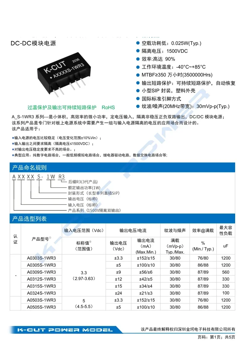 DC-DC Power Module IC Series A0909S-1W & Variants 4 DC-DC Power Module IC Series A0909S-1W & Variants - Image 4