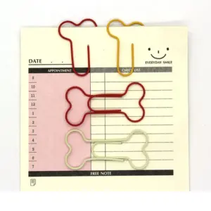Colorful Dog Bone Paper Clips Set of 24