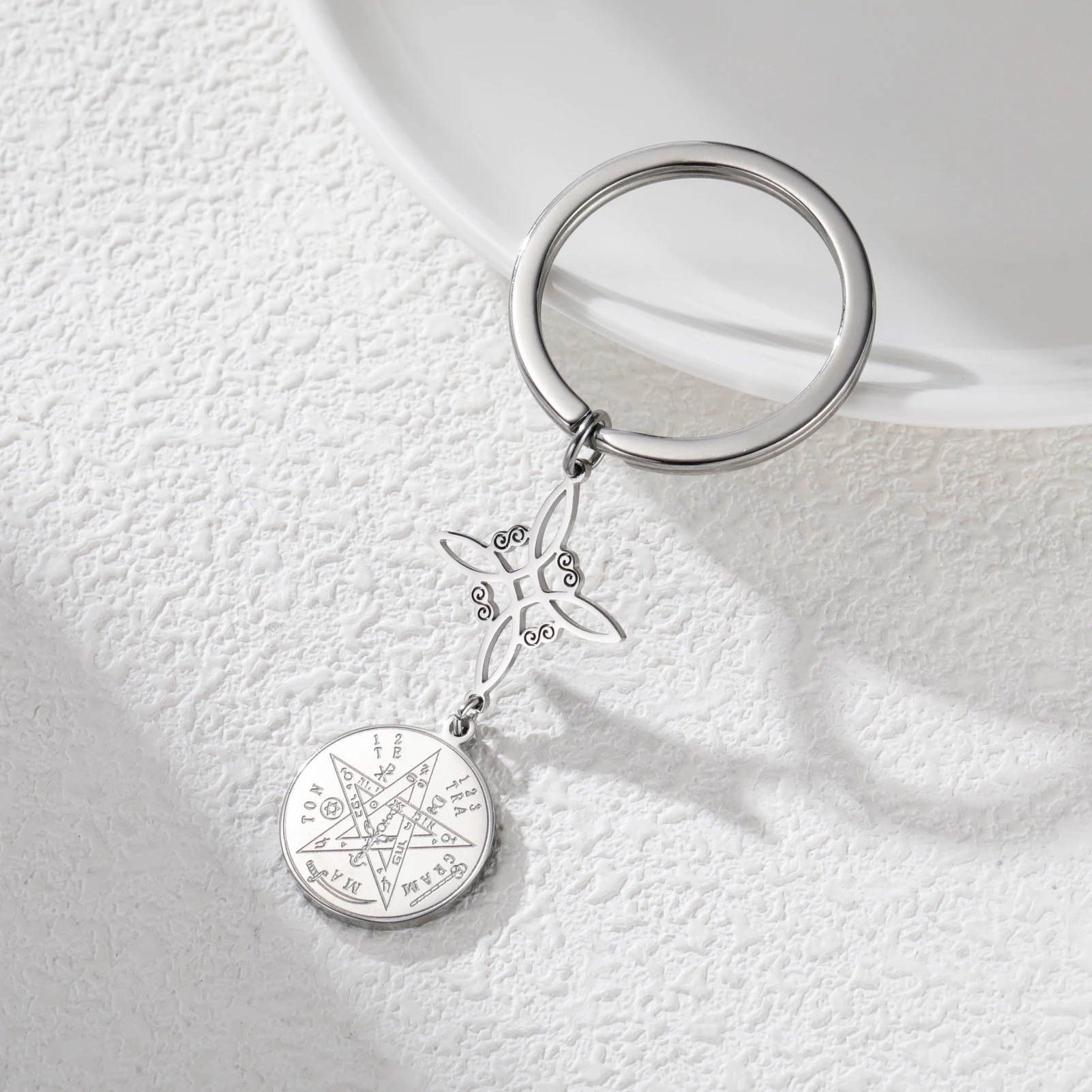 Stainless Steel Witch Knot Keychain with Gold Options 2 Stainless Steel Witch Knot Keychain with Gold Options - Image 2