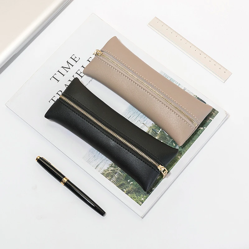 Elegant Light Gray PU Pencil Case for 16 Pens 5 Elegant Light Gray PU Pencil Case for 16 Pens - Image 5