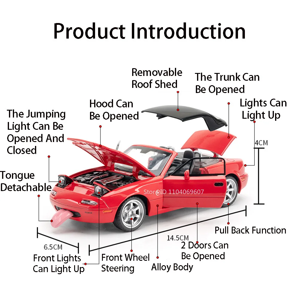 1:32 Mazda MX-5 Model Car with Lights 3 1:32 Mazda MX-5 Model Car with Lights - Image 3