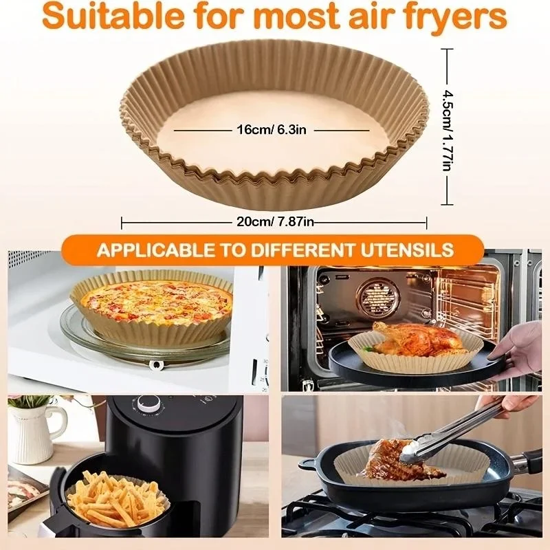 Natural Unbleached Air Fryer Paper Liners 50-100 Pack 6 Natural Unbleached Air Fryer Paper Liners 50-100 Pack - Image 6