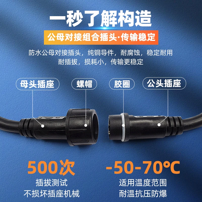 Weatherproof LED Connector Cable Set with 2-8 Pins 2 Weatherproof LED Connector Cable Set with 2-8 Pins - Image 2