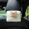 Khaki Plush Car Tissue Box with Bear Face