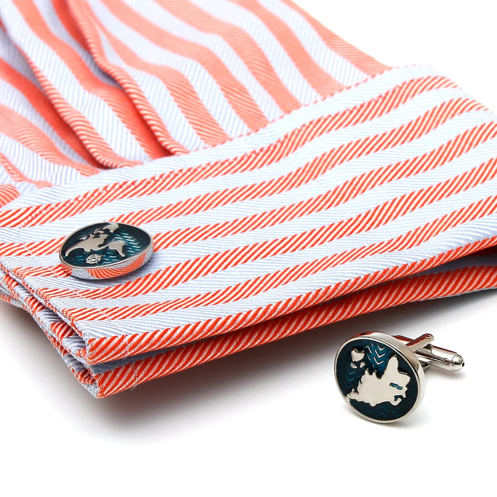 Map-Themed Silver Cufflinks for Men 3 Map-Themed Silver Cufflinks for Men - Image 3