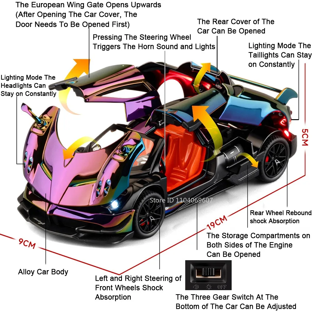1:24 Scale Supercar Model with Sound and Light Effects 6 1:24 Scale Supercar Model with Sound and Light Effects - Image 6