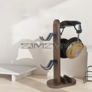 Walnut Wood Headphone Stand with Aluminum Support 7 S7f264376322c40e08d741e642e8e0a15i