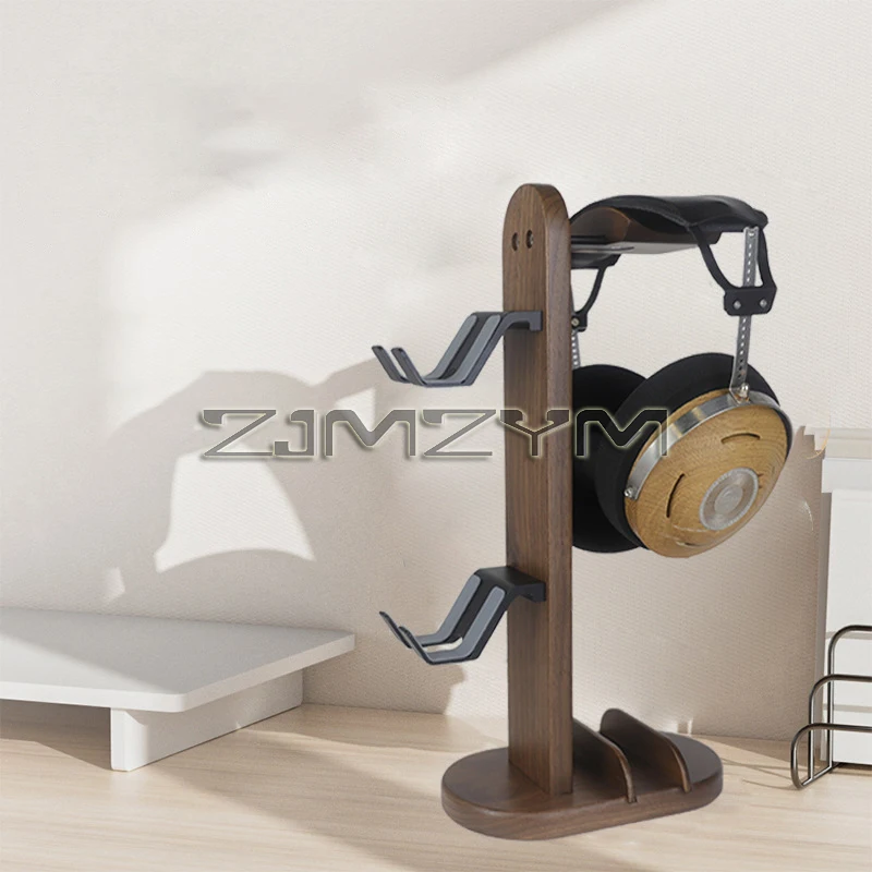 Walnut Wood Headphone Stand with Aluminum Support 2 Walnut Wood Headphone Stand with Aluminum Support - Image 2