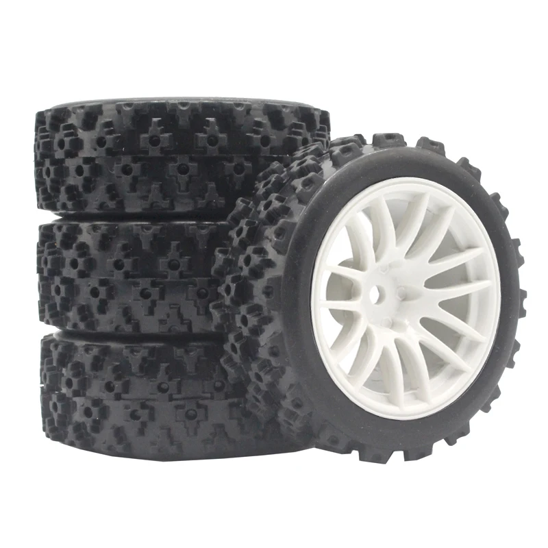 Off-Road RC Tire and White Wheel Set for 1/10 Scale 3 Off-Road RC Tire and White Wheel Set for 1/10 Scale - Image 3