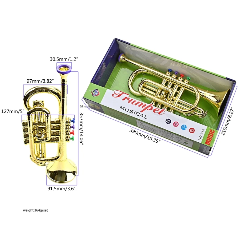 Bright Gold Children's Plastic Trumpet for Kids 4 Bright Gold Children's Plastic Trumpet for Kids - Image 4