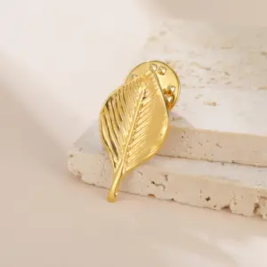 Stainless Steel Leaf Brooch for Women 12 S8379a1e7f67b40fe87e6177940708e68Y