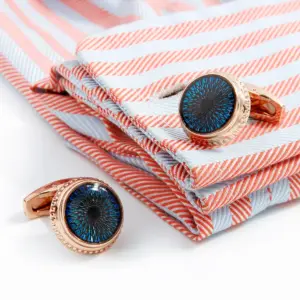 Rose Gold Border Blue Eye Unisex Cufflinks 8 S85bc52d72808408db89456991054143a2
