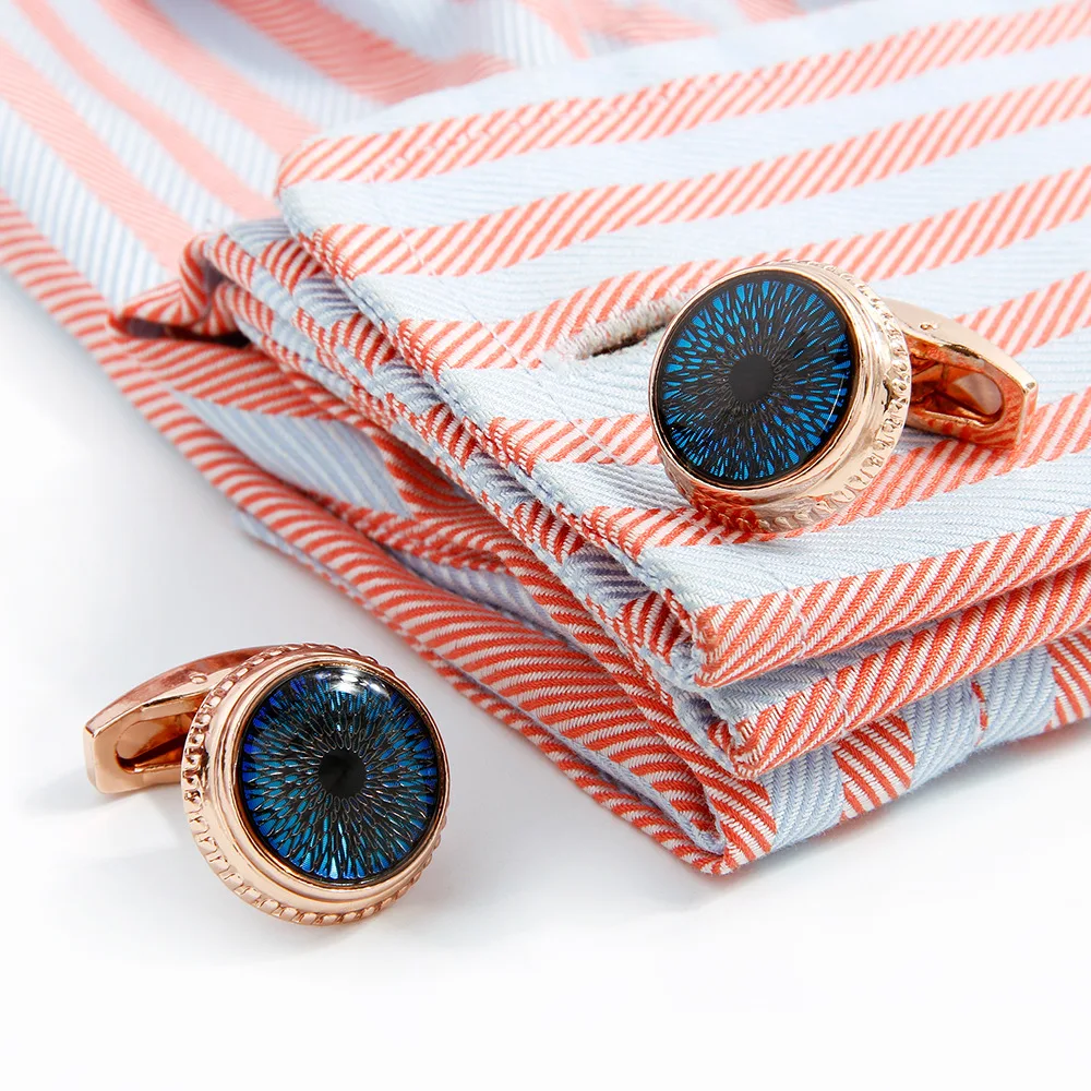 Rose Gold Border Blue Eye Unisex Cufflinks 3 Rose Gold Border Blue Eye Unisex Cufflinks - Image 3