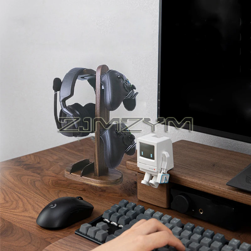 Walnut Wood Headphone Stand with Aluminum Support 4 Walnut Wood Headphone Stand with Aluminum Support - Image 4